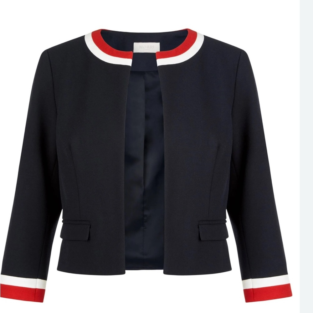 Hobbs London Annabel Cropped Navy blue Lady jacket. Size6 Classic,Timeless. NWT